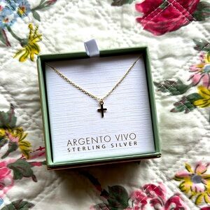 NIB Argento Vivo Gold Cross Necklace